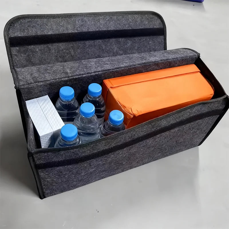 2026 Trunk Organizer With Lid Sturdy Car Storage Bag Collapsible Trunk Organizer Soft Felt Storage Box For Car Trunk Grocery Suv