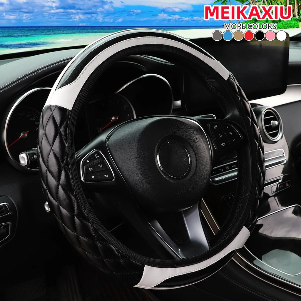 Car interior accessories - Crystal carbon fiber PU leather car interior lining without handle steering wheel cover suitable for