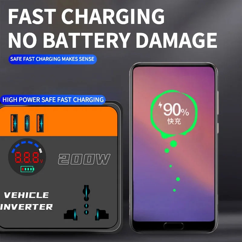 Car inverter charger universal 12v24v to 110v220v multi-function power converter charging mobile phone