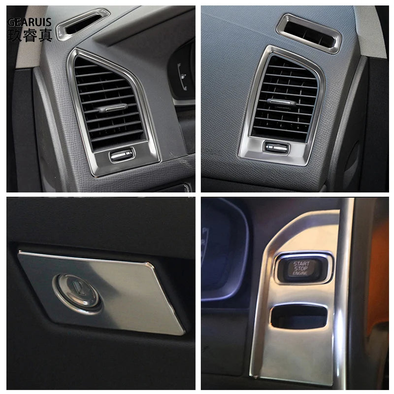Para Volvo XC60 2009-2017, accesorios interiores de automóvil, consola central, tablero de instrumentos, salida de aire, llave del automóvil, panel de arranque, moldura, cubierta adhesiva
