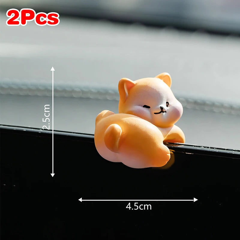 Bundle of 2 Cute Cartoon Small Animal Car Dashboard Accessories, Humorous Car Interior Ornaments and Screen Decorations