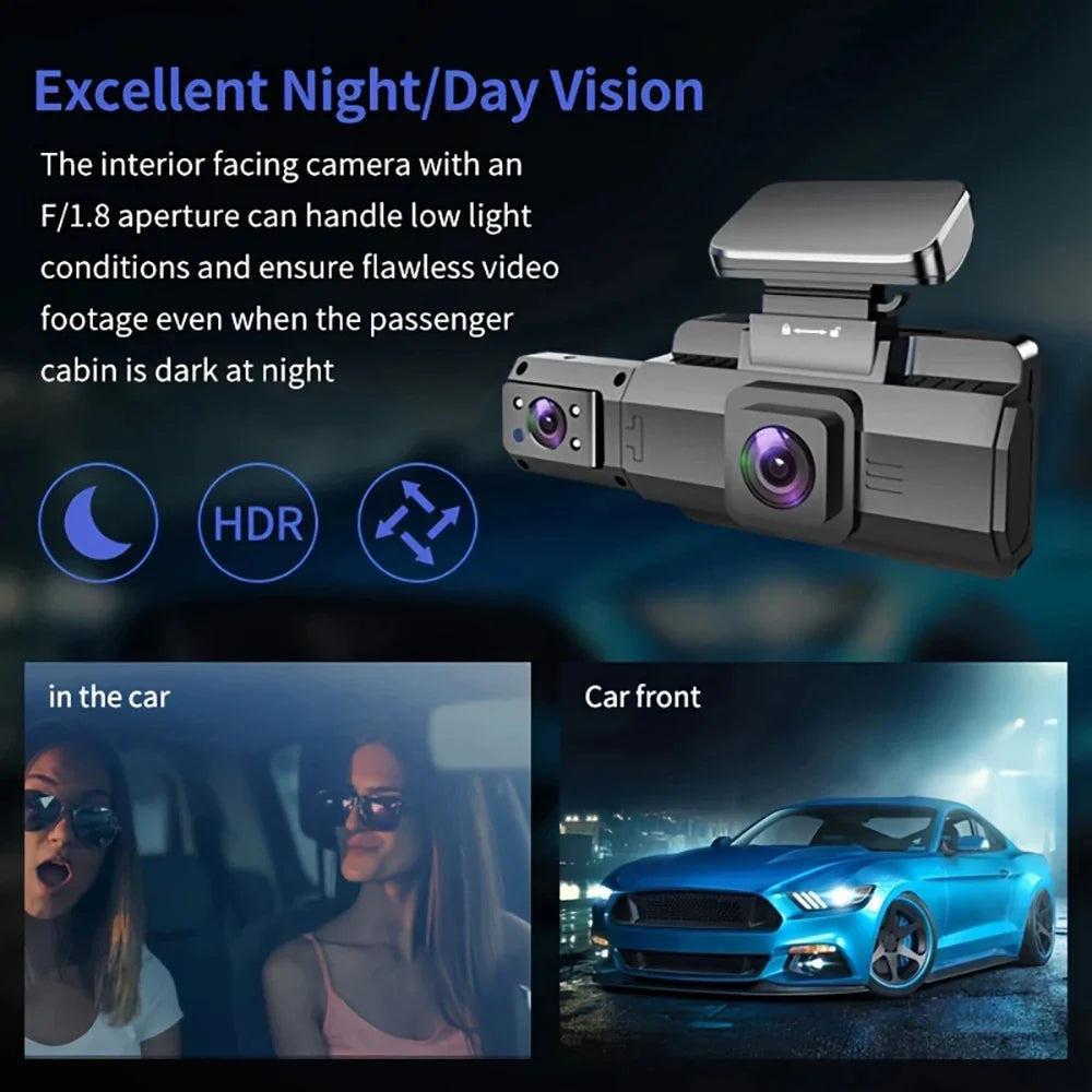 3 Inch Dash Cam For Cars 1080P Inside Video Recorder Car Camera for Vehicle Night Vision Car DVR Black Box car assecories