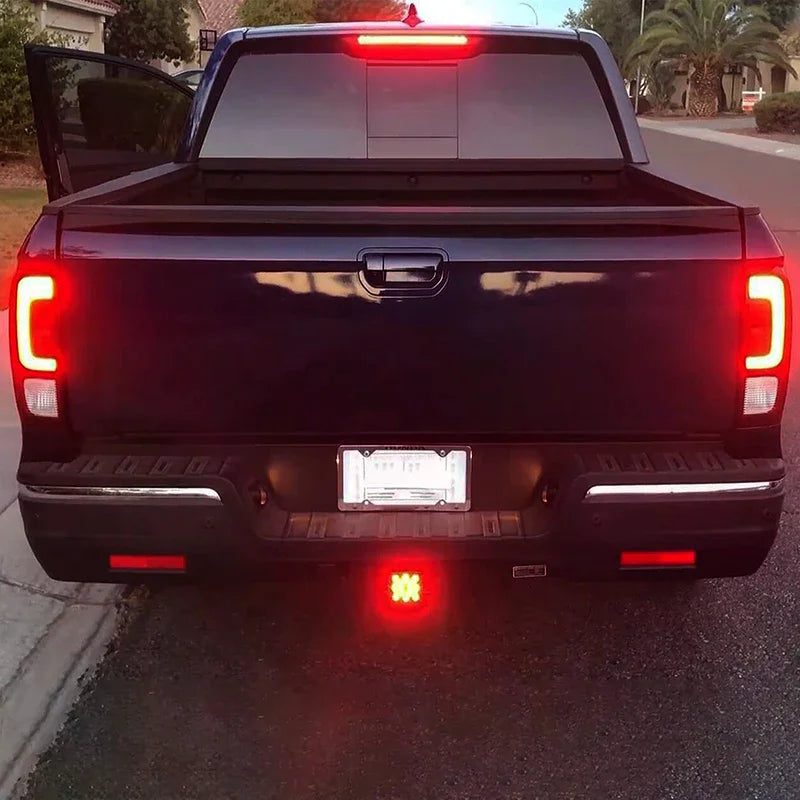 LED Car Red Brake Light DRL Trailer Truck Hitch Cover Fit 2" Towing Hauling Rear Tail Strobe Light Waterproof Taillight