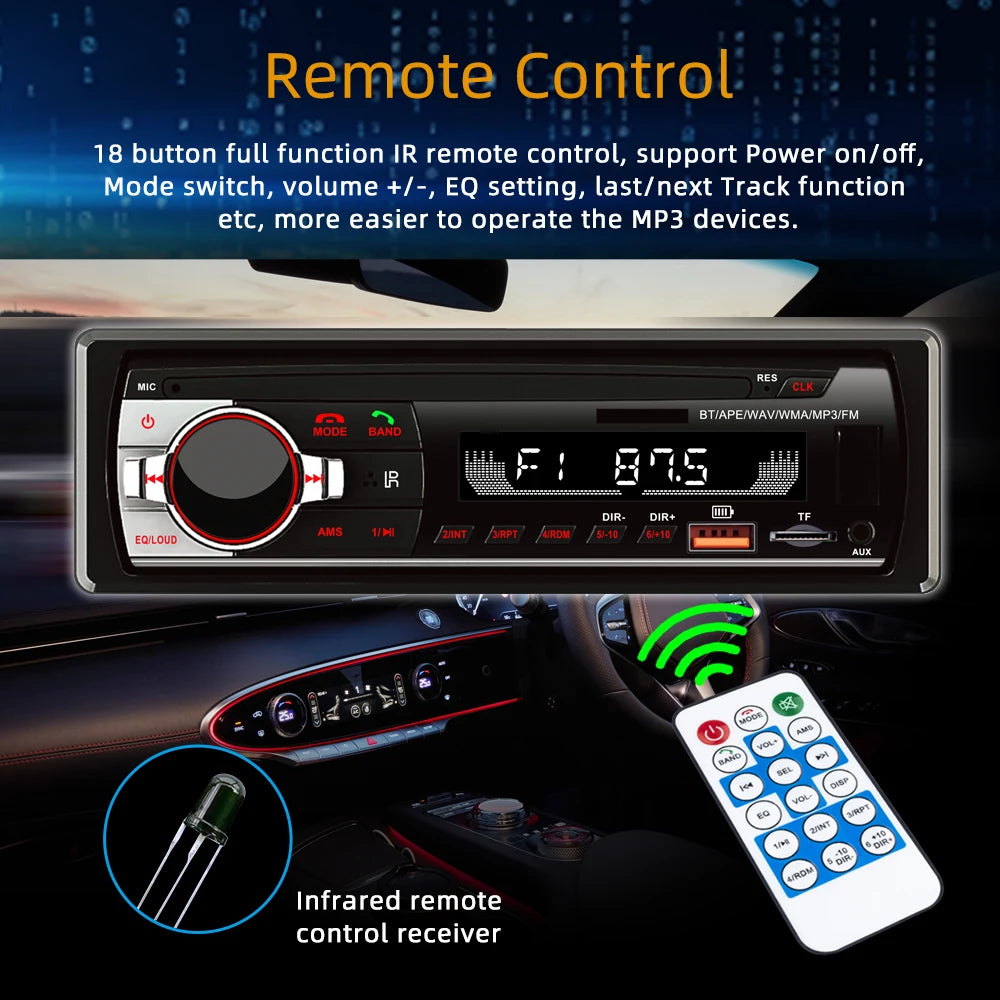 REAKOSOUND Autoradio 1 Din Bluetooth Radio Car  AUX-IN MP3 Player FM USB Auto Stereo Audio Stereo Digital Audio FM Music Stereo