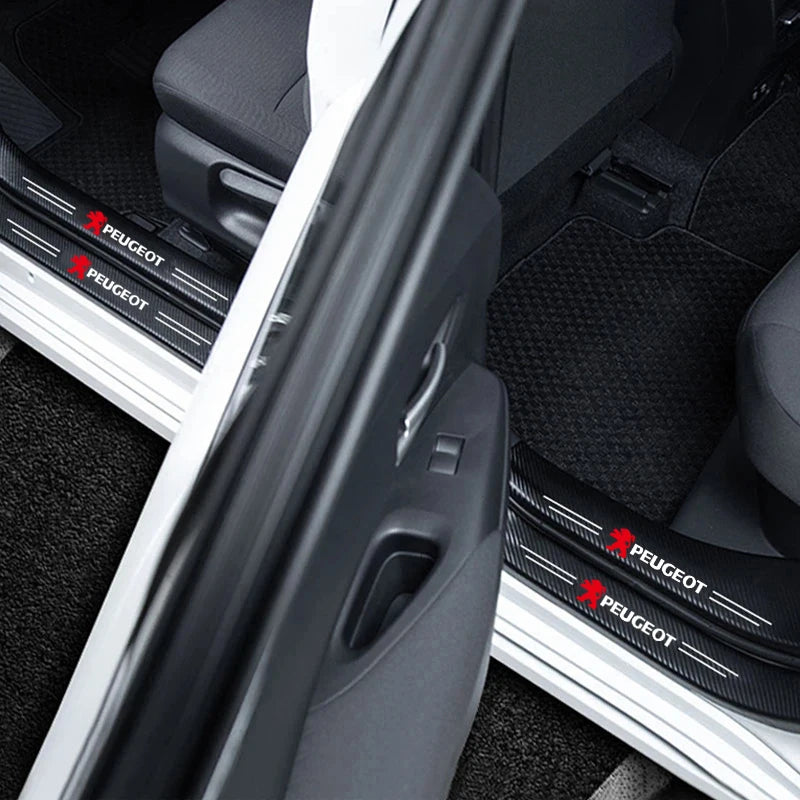 Car Accessories Car Door Sill Protector Welcome Pedal Decoration Leather Stickers For Peugeot 206 208 207 3008 308 2008 107