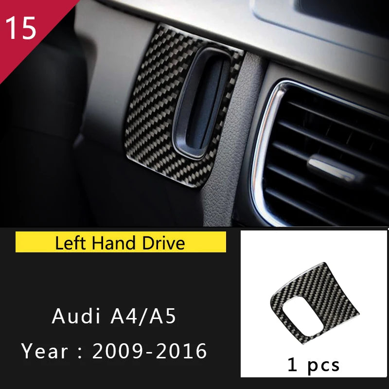 For Audi A4 S4 RS4 B8 8K A5 S5 RS5 8T 8F Carbon Fiber Interior Auto Gear Shift Panel Cover Frame Trim Sticker Car Accessories