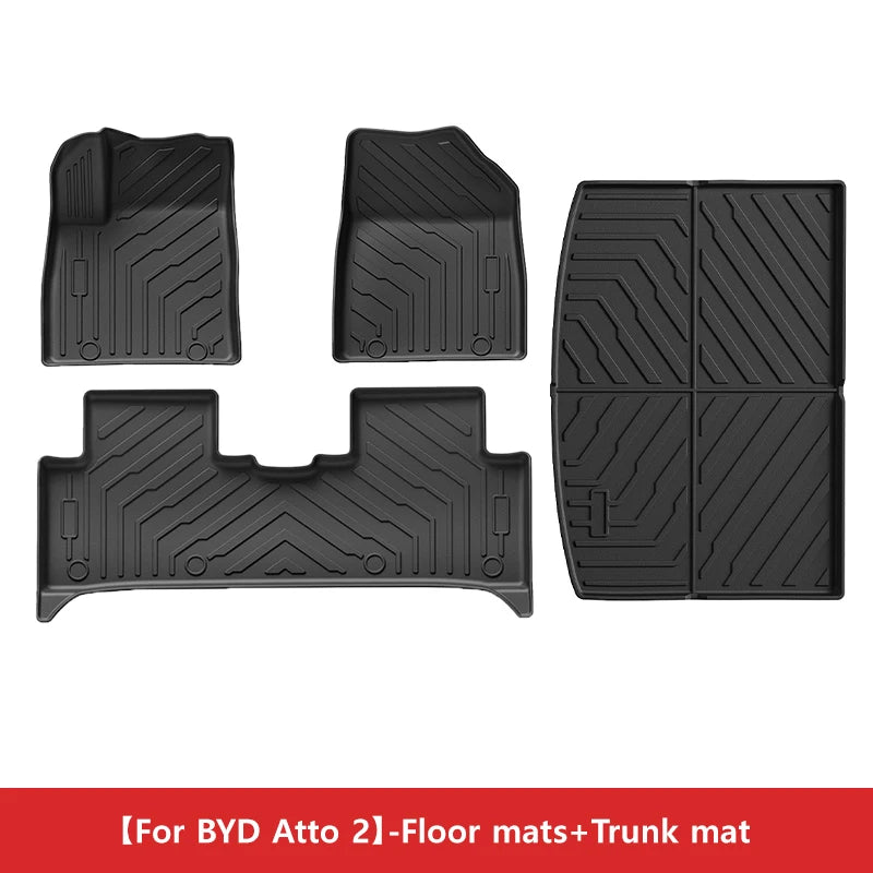 Car Floor Mats for BYD ATTO 2 Yuan UP 2024-2025 All-weather TPE Waterproof and Non-slip Trunk Liner Automotive Interior Parts