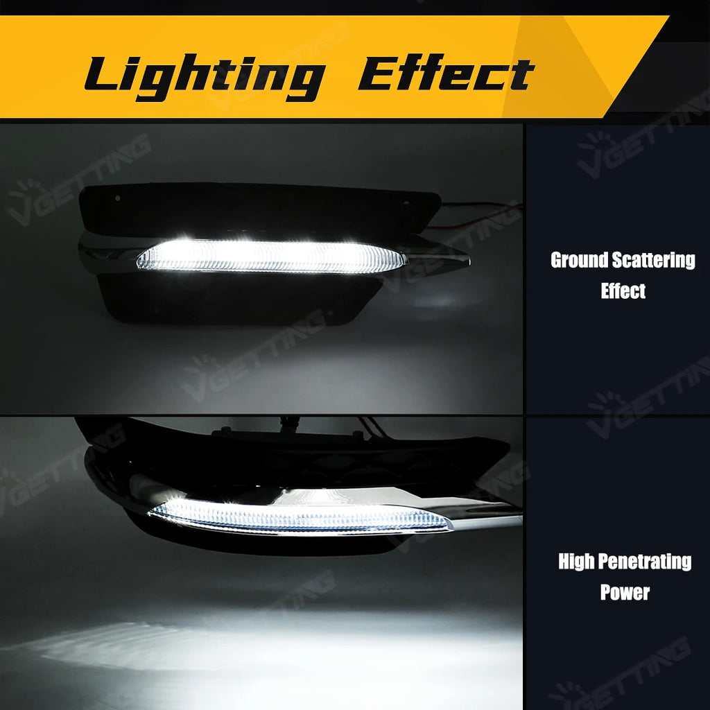 LED Car Light For Benz W204 C-Class C280 C300 Sport 2012 2013 2014 Daytime Running Light Front Bumper Fog Lamp Grill Lights 12V