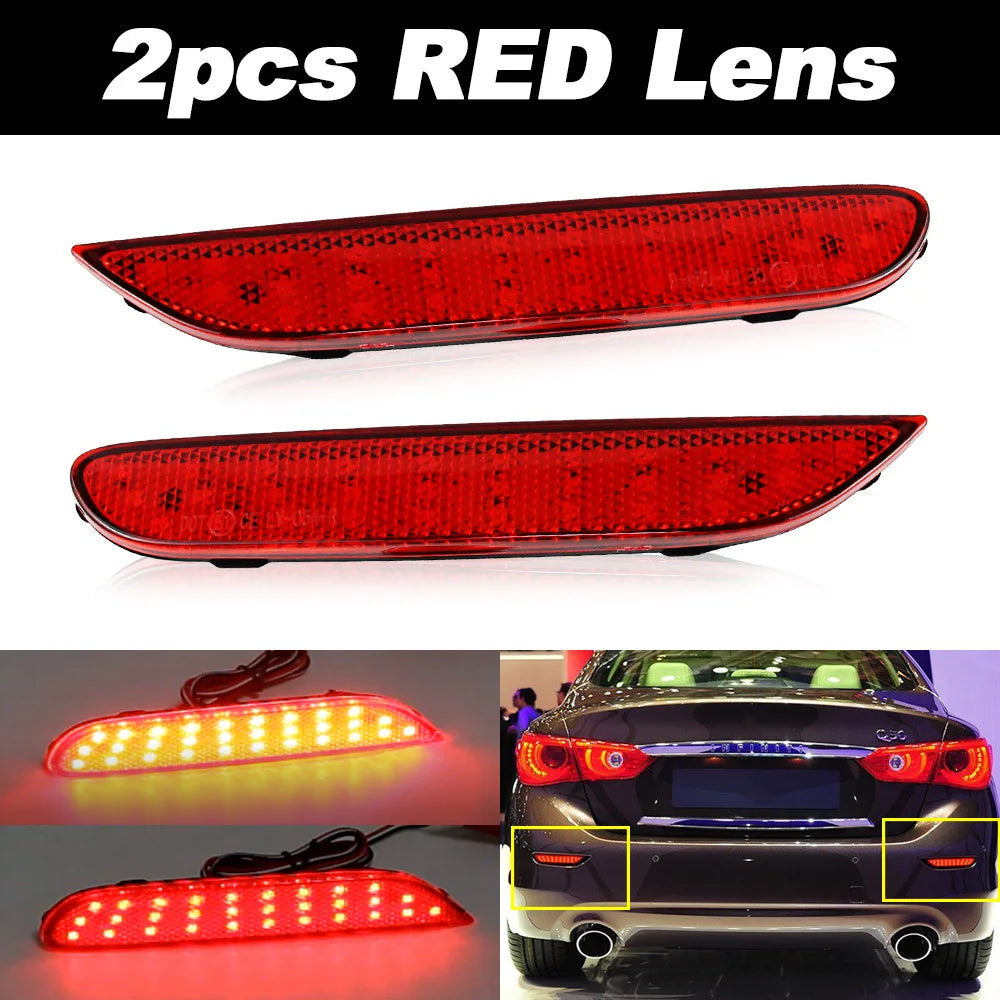 LED Rear Bumper Reflector Lights For Nissan X-trail T32 Rogue Qashqai J11 Leaf Pathfinder Infiniti Q50 QX60 JX35 2014 2015 2016