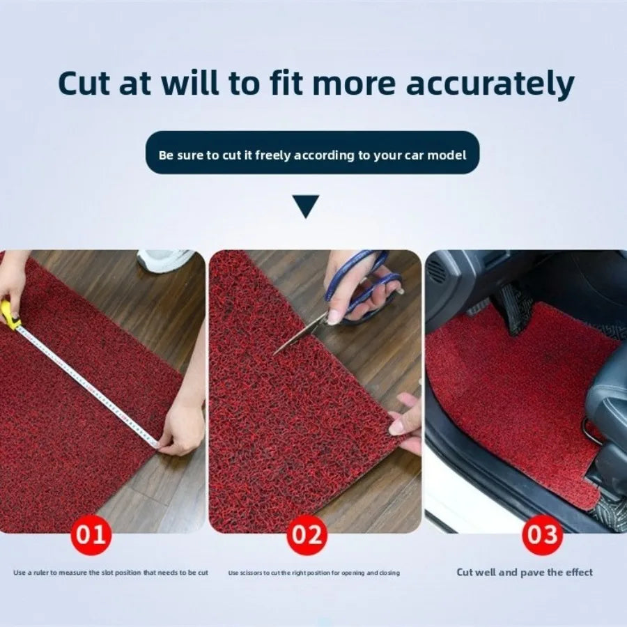 Waterproof Car Floor Mats - Self-Cut Universal Driver & Passenger Side | Wire Loop Non-Slip Foot Pedal Liners