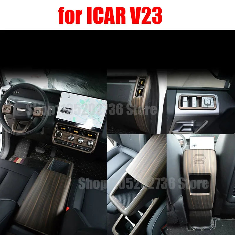 for Chery iCAR V23 2025 2026 Interior Accessories Control Overlays Cover Trim Door Handle Gear Shift Panel Steering Wheel