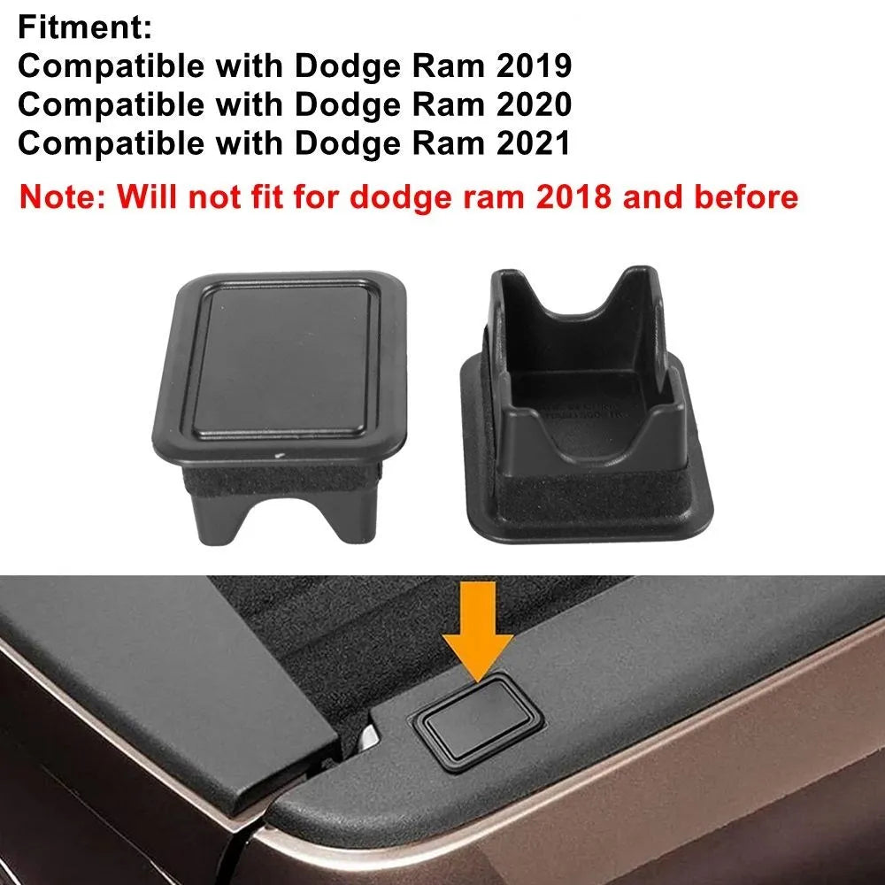2Piece Stake Pocket Covers Rear Truck Pickup Bed Rail Stake Pocket Plugs Hole Caps For Dodge Ram 1500 2500 2019-2021 Black