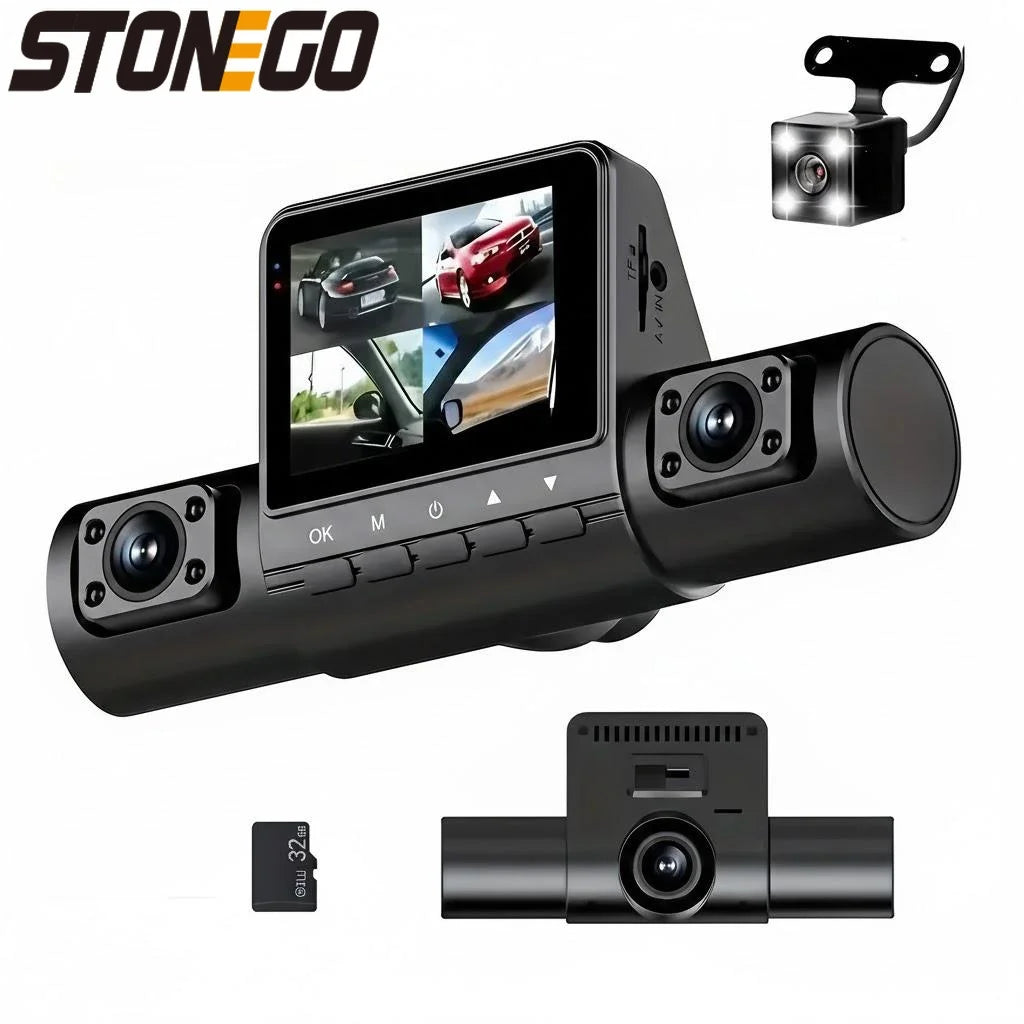 1080P Full HD Dash Cam 4 Lens Wide Angle Loop Recording IPS Screen Car DVR with Laptop Support