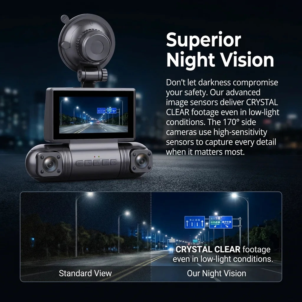 4 Channel Dash Cam 2K Front +1080P Left Right Rear Car DVR Camera WiFi Night Vision 3.0" Screen Parking Monitor 24H Parking Mode
