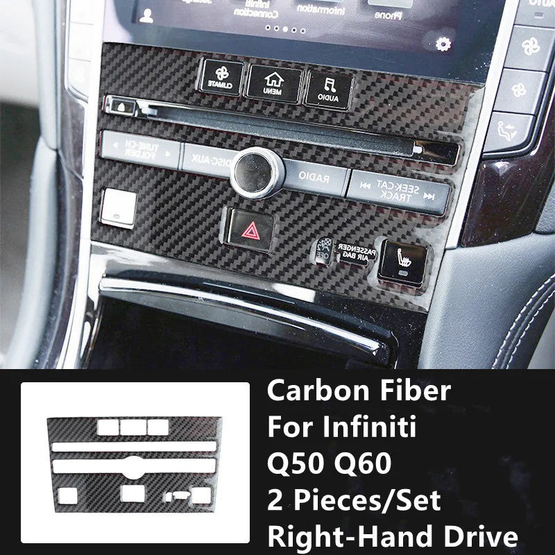 Carbon Fiber Car Interior Modification Cover Trim Strips Decorative Stickers For Infiniti Q50 Q60 Car Styling Inner Accessories