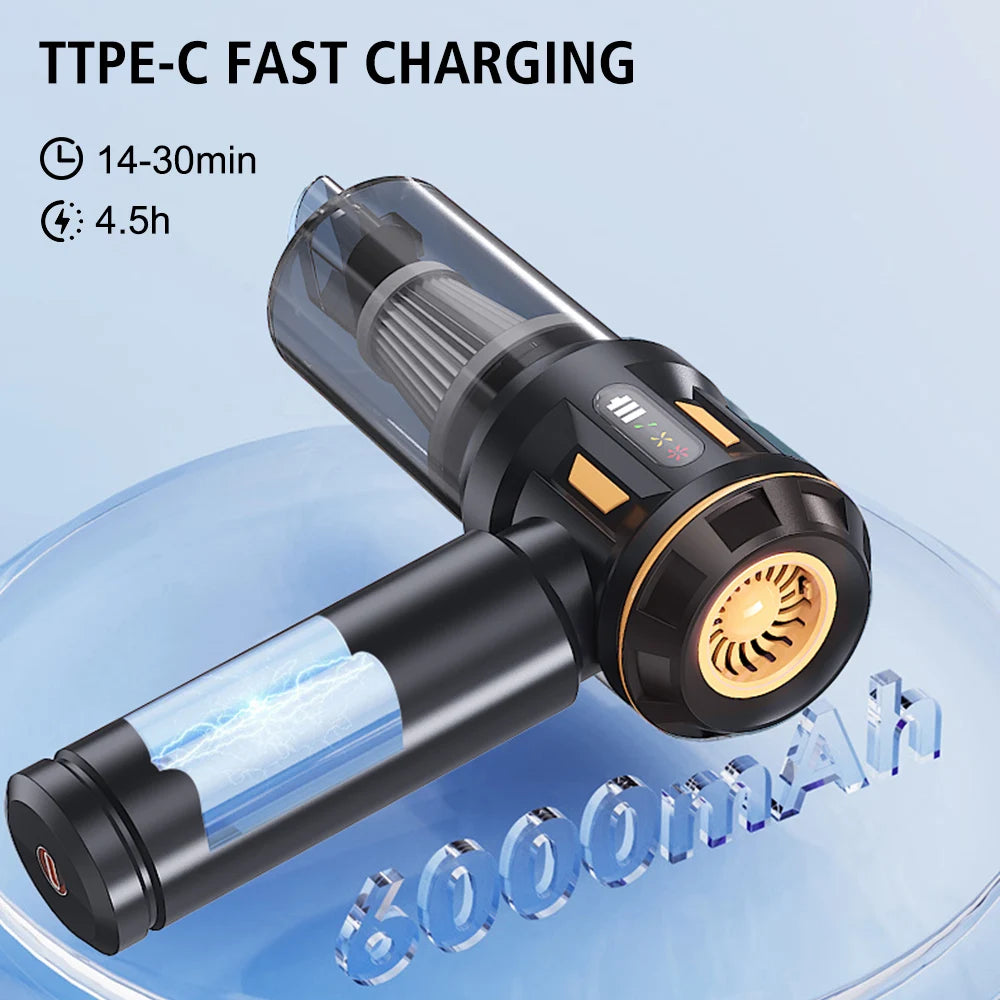 4 In 1 Car Vacuum Cleaner Handheld Vaccum Cleaners Wireless Air Duster LED Indicator Quick Inflation Strong Blowing/Suction