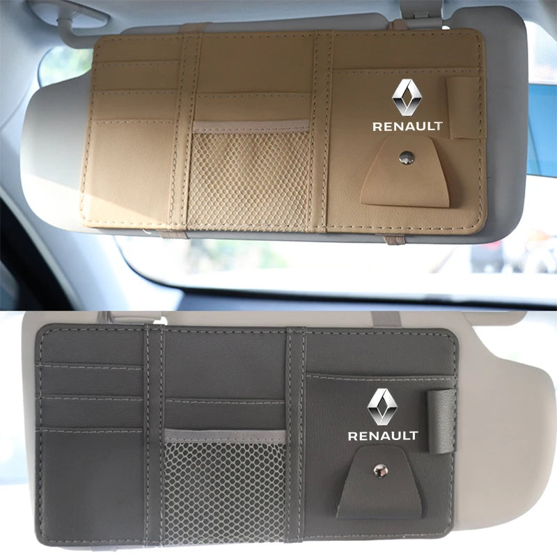Car Sun Visor Organizer Multi-Pocket Auto Interior Accessories For Renault Megane 2 Duster Logan Captur Clio Laguna 3 Fluence