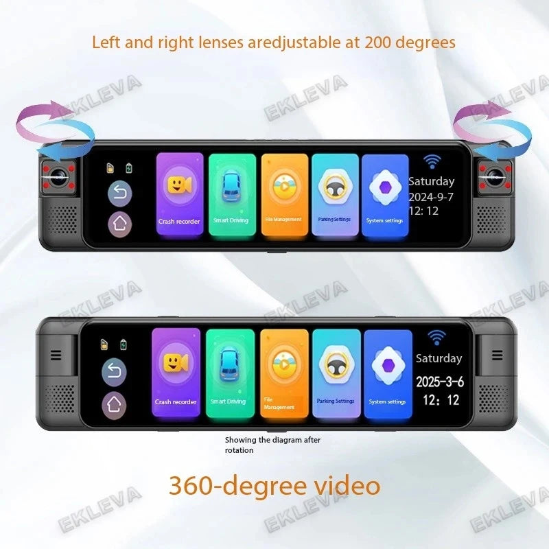 4CH Dash Cam 11" 4K+1K+1K+1K WIFI Rear View Mirror 4 Cameras Video recorder Car DVR ADAS BSD Night Vision 24H Parking Monitor
