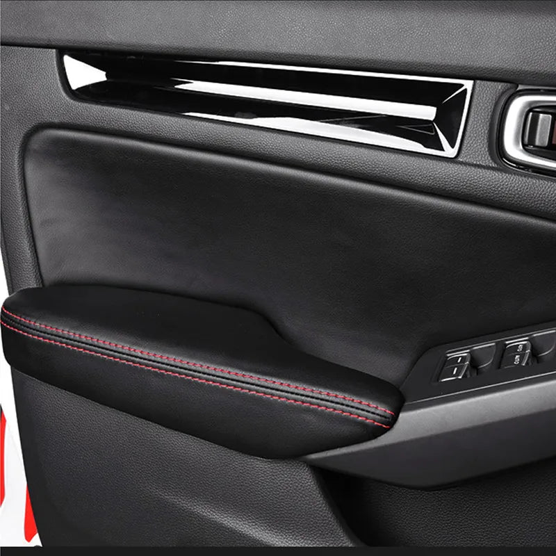 For 11th Honda Civic FE 2022 2023 Car Interior Door Trim Panel Armrest PU Leather Protection Covre，Car Decoration Accessories