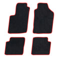 Car Floor Mat For Fiat 500 2007-Present  Polyester suede Anti Slip black Backing red Binding Trim Edge