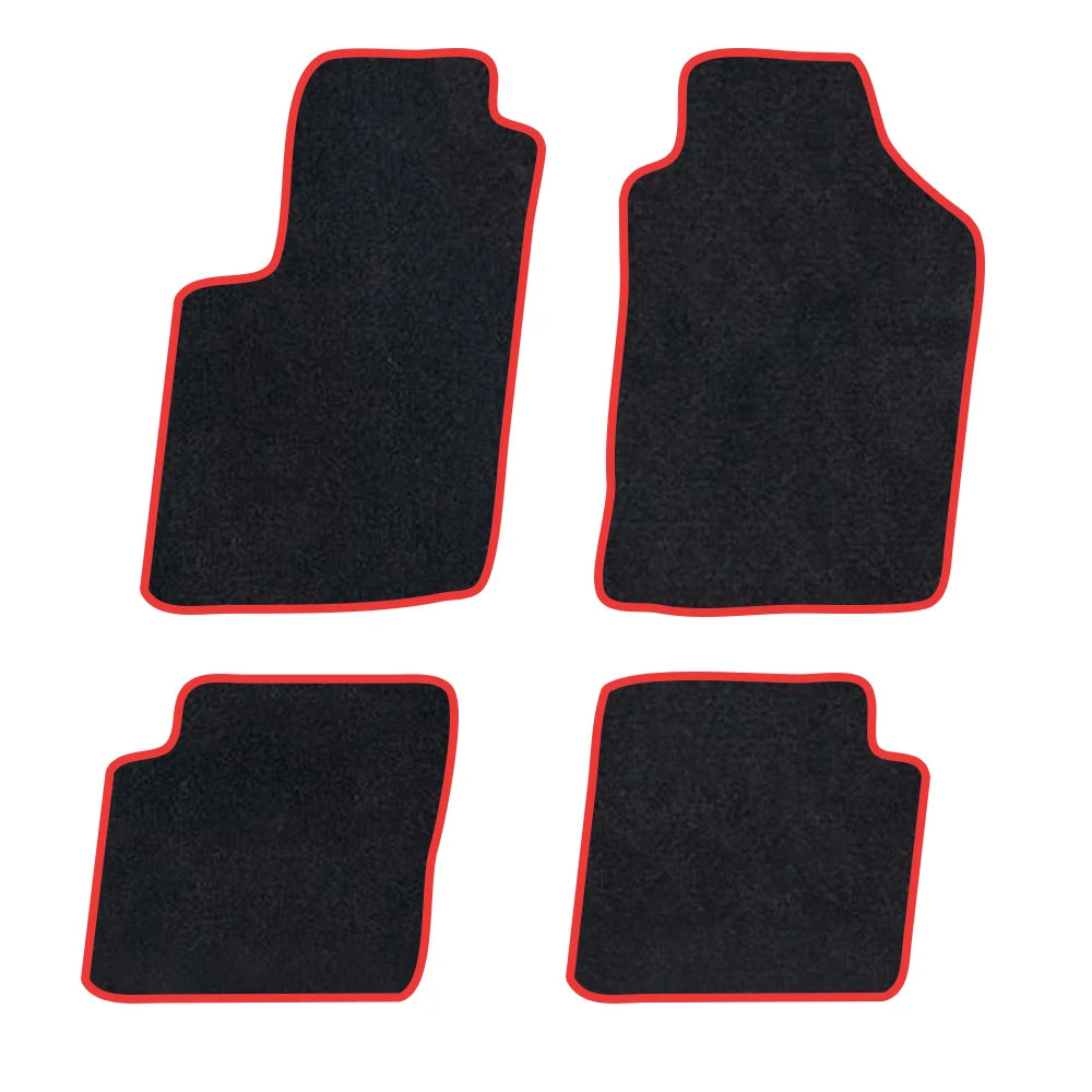 Car Floor Mat For Fiat 500 2007-Present  Polyester suede Anti Slip black Backing red Binding Trim Edge