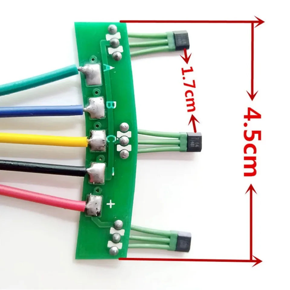 Electric Vehicle Hall Effect Sensor 10G 3144/3143 Green Motor PCB Parts Board with 120 Degree Wires And Electrical Panel Cable