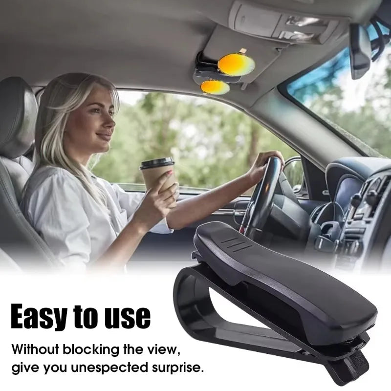 Car Visor Clip Glasses Holder Sunglass Eyeglass Mount Black Auto Vehicle Interior Accessory Portable Stand Hanger Fastener Case