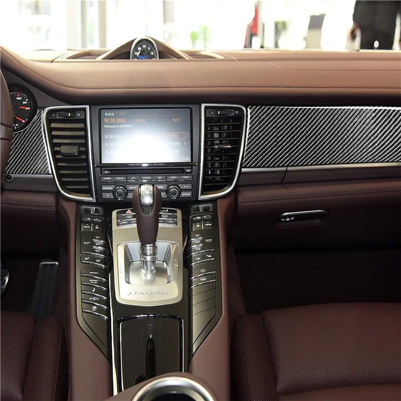 For Porsche Panamera 2010-2016 Car Accessories Carbon Fiber Interior Auto Gear Shift Panel Cover Frame Trim Sticker