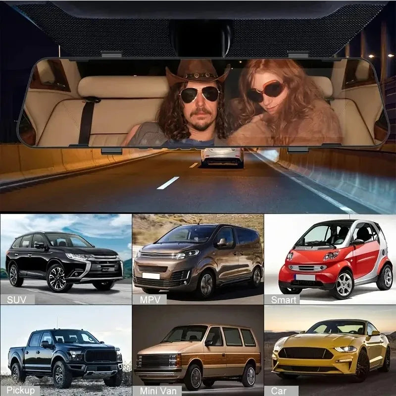 4.5-inch  Mirror Dash Cam, Front and Rear View Mirror Dual Camera, Loop Recording, Wide Angle, G-Sensor, Parking Assistance
