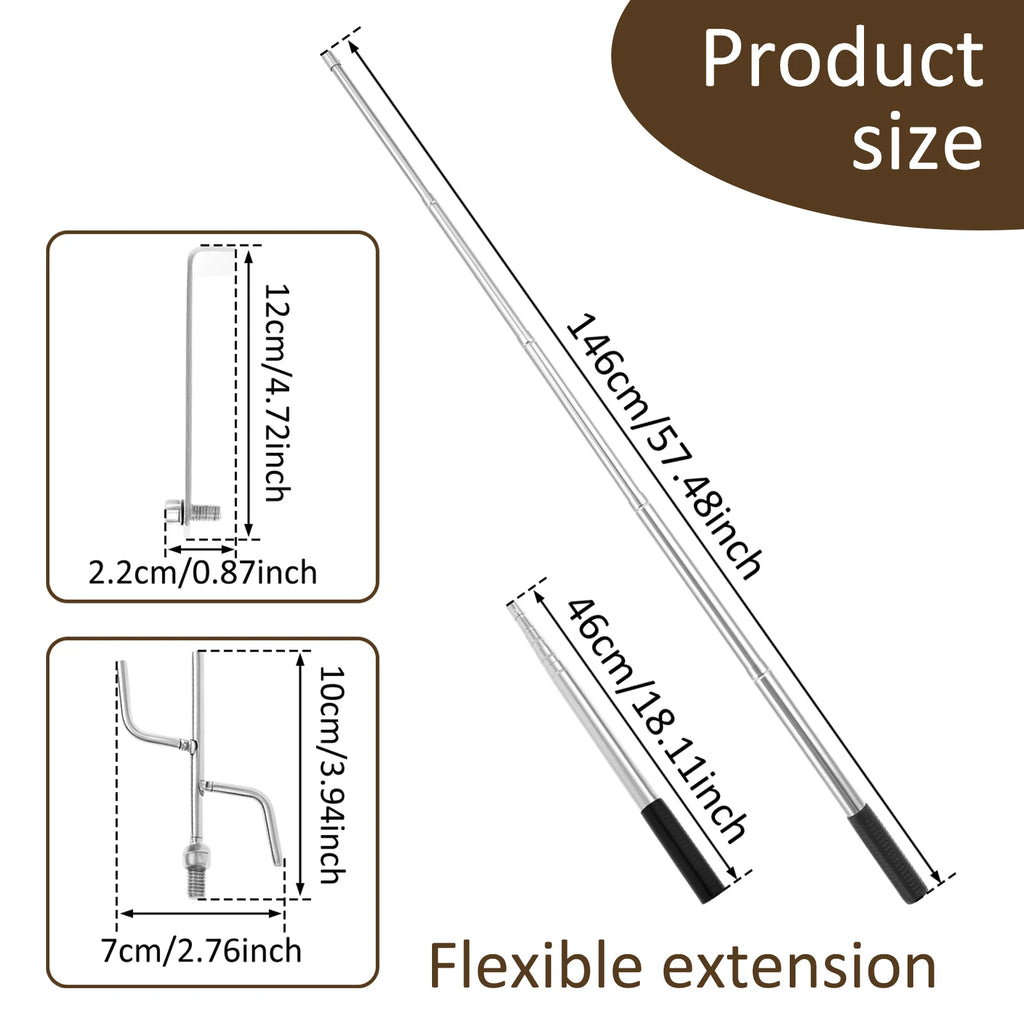Ergonomic Telescoping Truck Bed Retriever Tool Stainless Steel Truck Cargo Grabber With Anti Slip Rubber Grip for Trucks Garages