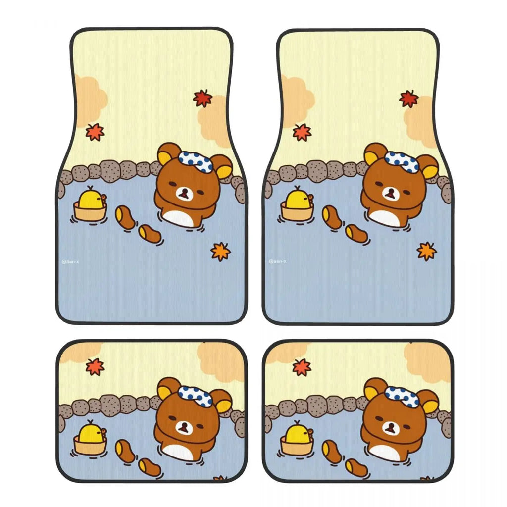 Rilakkuma Car Floor Mats Carpet Set of 4 Anti-Slip Universal Automotive Floor Mat Fit for Mid Trucks