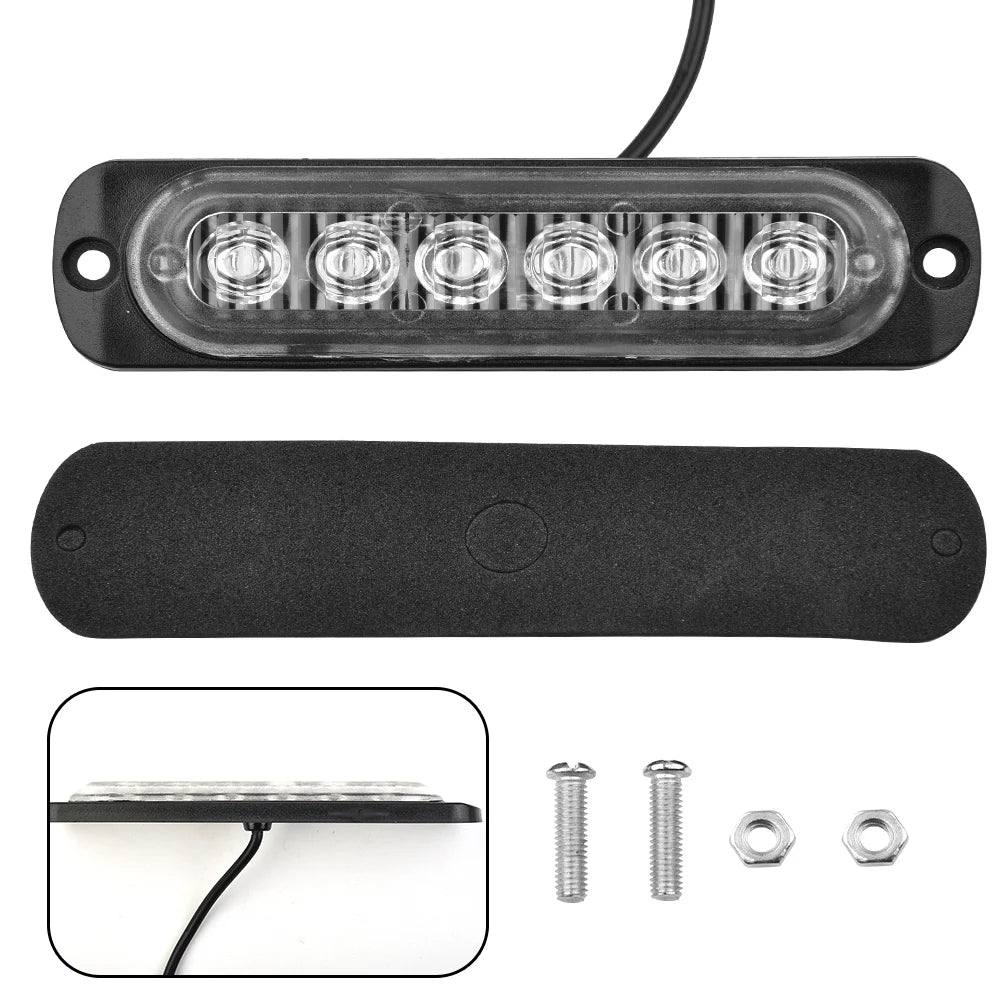 6LED Car LED Work Light DC 12-24V 18W Red Car Truck Safety Urgent Always Bright Light Lamp Working Fog Light Car Accessories