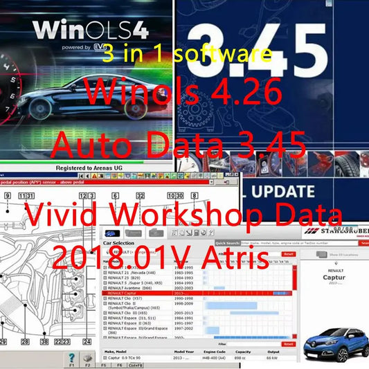 New Auto Data 3.45+Vivid Workshop Data Atris-2018.01V+Winols 4.26 With 66 Plugins+ECU+Damos File 2020 All Car Data Automotive