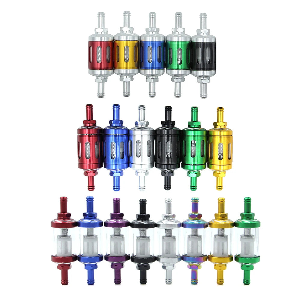 Motorcycle 8mm CNC Aluminum Glass Gas Fuel Oil Filter For ATV Dirt Pit Bike 125/140/150/160cc CRF70 90 110 250 TTR100 110 KLX65