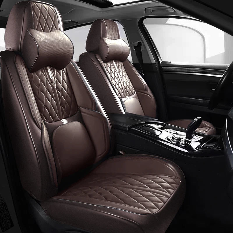 Universal Car Seat Covers Full Covered Durable Nappa Leather Seat Cushion for 90% Sedan SUV  Include Front and Rear Cover