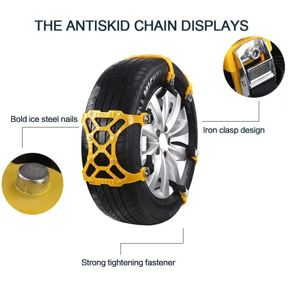 NEW 3pcs Car Snow Tire Chains Mud Tyre Wheels Thick Anti-Skid Belt For Car/SUV/Truck Portable Easy to Mount Emergency Traction