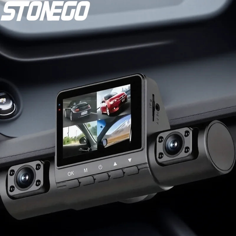 4 Lens Dash Cam 1080P Full HD Wide Angle Loop Recording IPS Screen Car DVR with Button Control Laptop Support