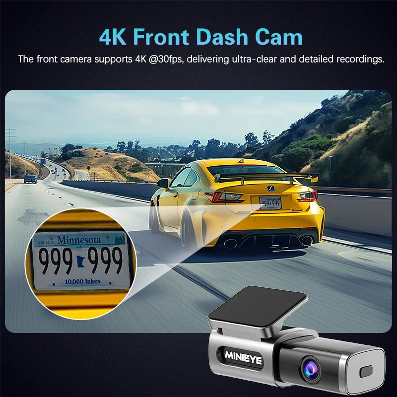 4K Dash Cam with ADAS Alert 170° Wide Angle  with Night Vision AI Collision Avoidance Technology