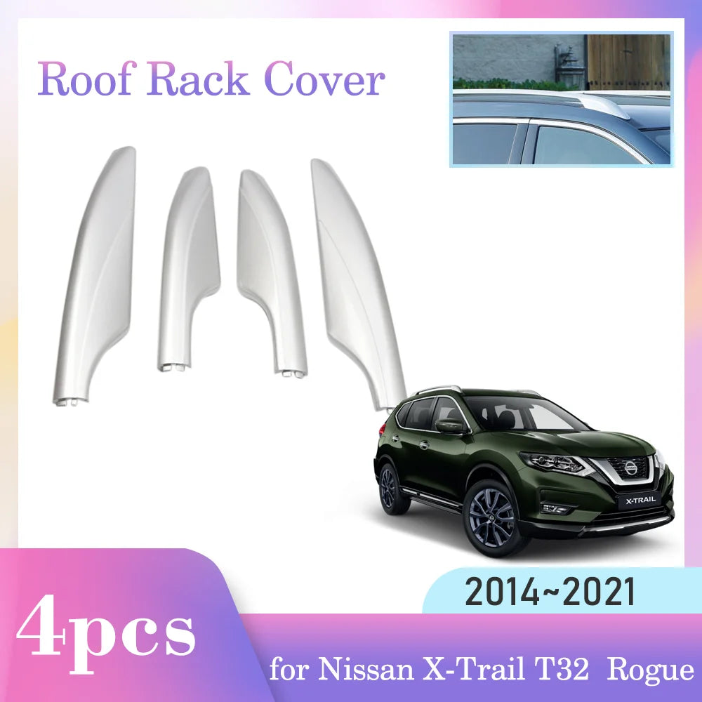 Car Roof Rack Cover for Nissan X-Trail T32 Rogue 2014~2021 2015 2016 2017 Luggage Bar Cap Trim Rail End Shell Plasitc Accessorie
