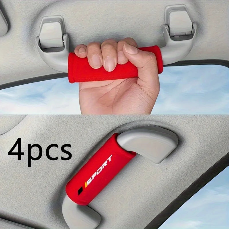 4-piece car interior accessory set: roof grab handle trim and protective cover, car interior ceiling handle protective cover.