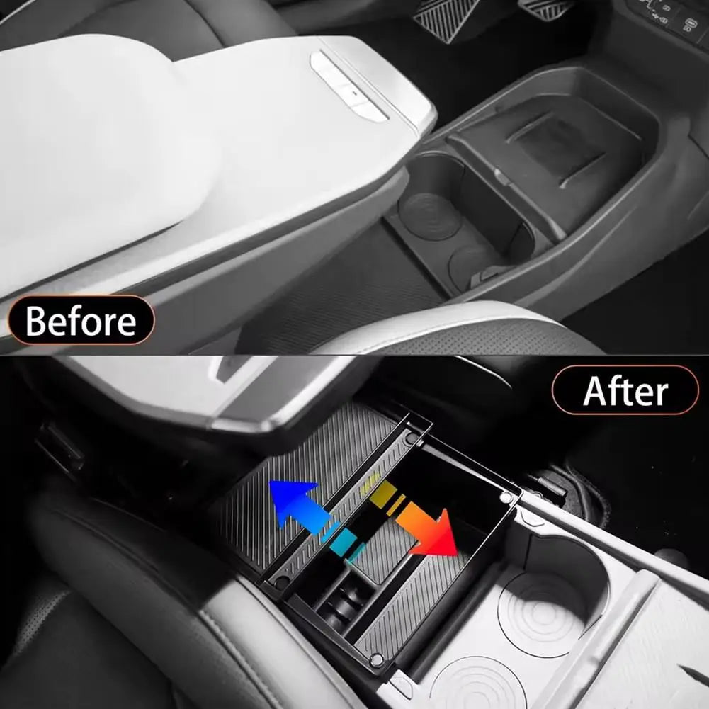 ABS Car Armrest Under Storage Box Organizer Holder Tray Car Central Card Coin Stowing Tidying For Kia Ev3