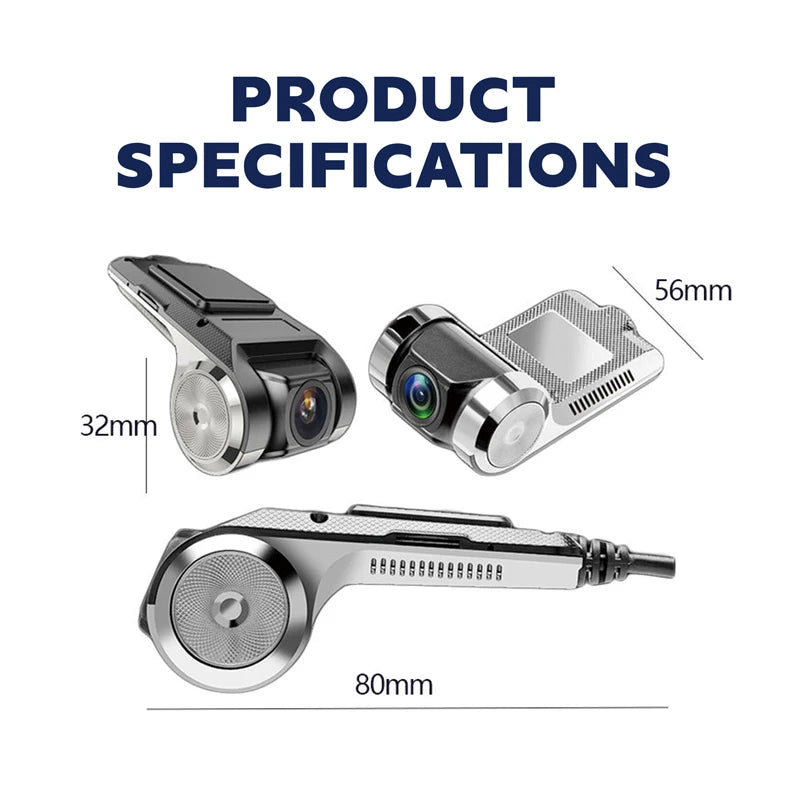 HD Dash Cam Car USB ADAS DVR Dual-lens Camera Video Special for Android Multimedia Player Front Recorder Reverse Vision
