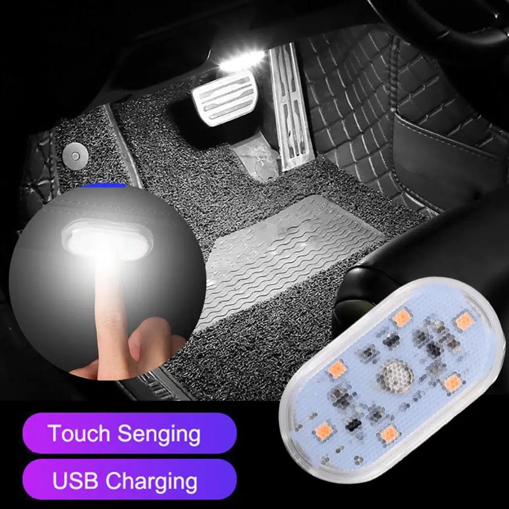 Car LED Touch Lights USB Sensor Rechargeable Reading Light Auto Door Light Roof Ceiling Lamp Car Interior Atmosphere Lamp