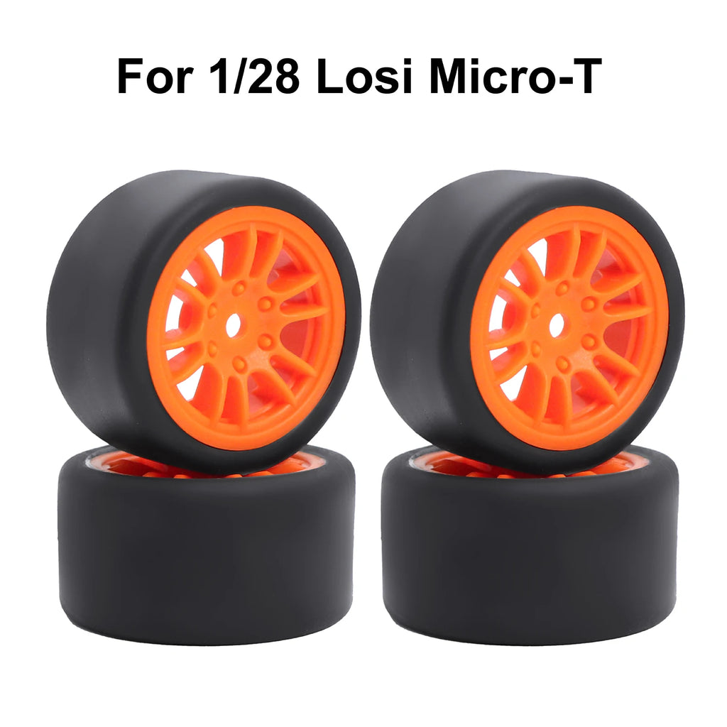 For 1/24 LOSI Micro-B On-Road Drift Racing Wheel Rims Hub with Tires Pre-mounted Pin For 1/28 Losi Micro-T WLtoys 244016