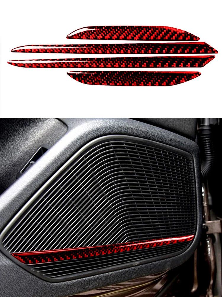 For Audi A4 B9 RS4 S4 2017 2018 2019 Car Interior Decorative Accessories Carbon Fiber Inside Door Speaker Stickers Trim Strip