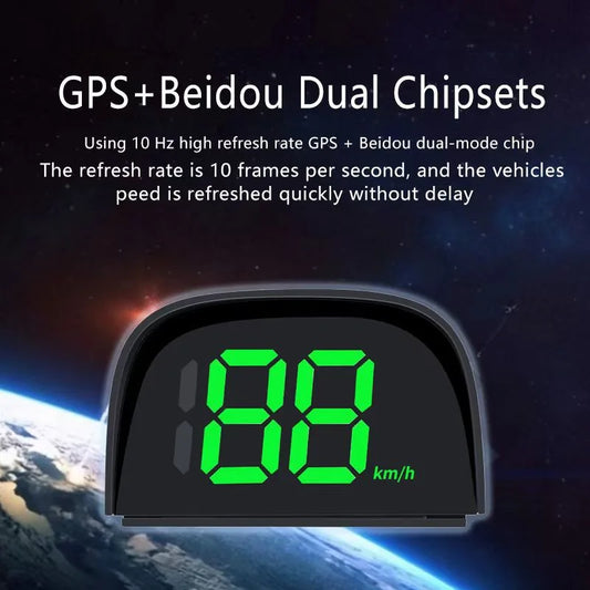 Smart Car HUD Display with Real-Time Speed/Time/Digital Compass - HD Plug-and-Play Head-Up Display