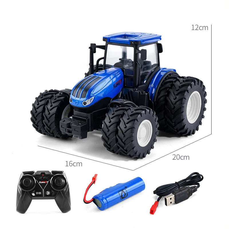 Camión tractor con remolque RC 1/24, vehículo agrícola eléctrico de ingeniería de 2,4 G, cosechadora, equipo agrícola, juguetes para niños, regalos.