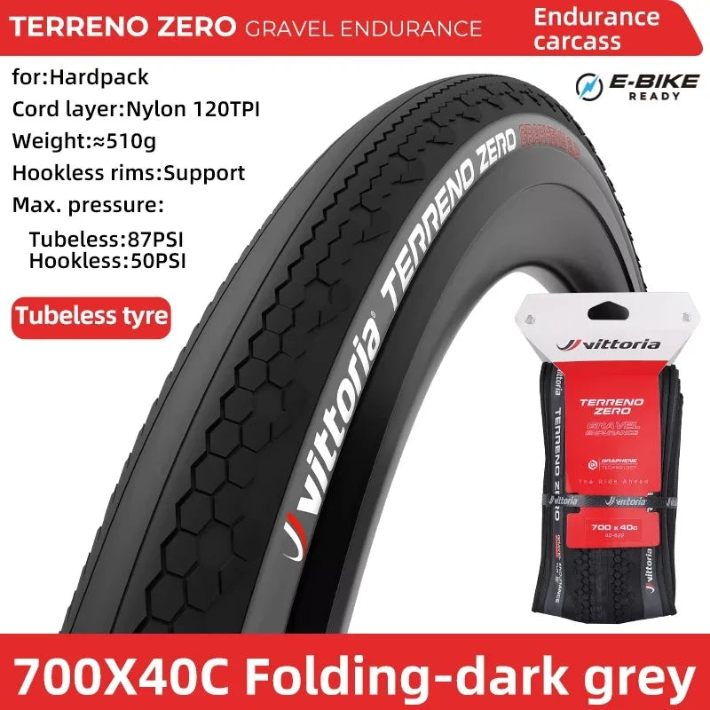 Vittoria TERRENO ZERO Racing Bike Gravel Road Tires Bicycle Tubeless Hardpack Tyre 700x37C 700x40C Road Bike Foldable Tyres