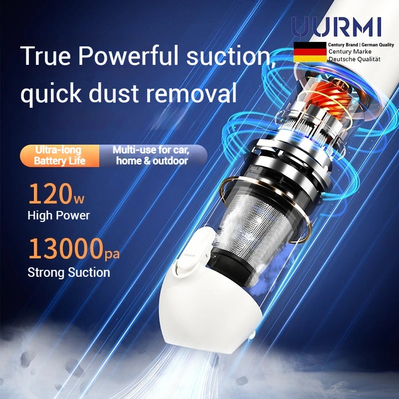 Uurmi 13000Pa 4-in-1 Cordless Vacuum: Lcd Display, One-Touch Empty, Super Suction & Blow for Car/Home/Office