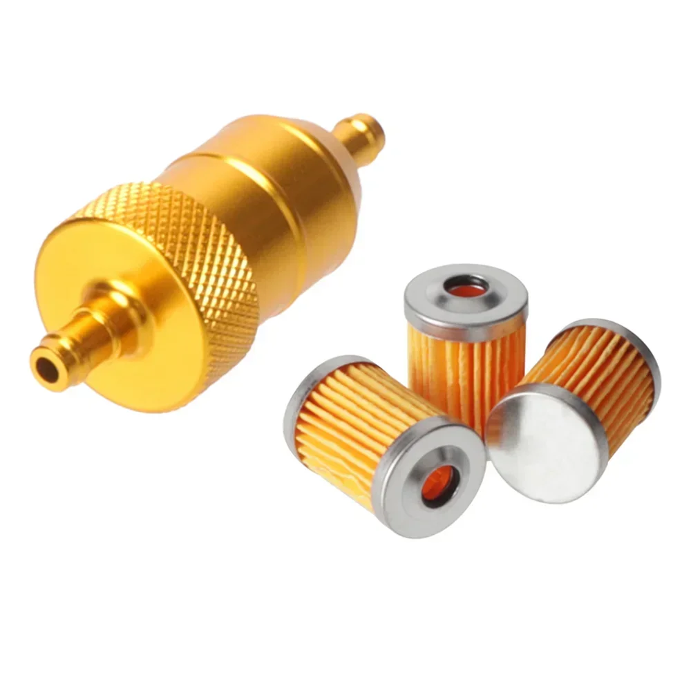8mm CNC Aluminum Gasoline Cleaner +3/5 Pieces Reusable Cleanable Fuel Filter Motorcycle ATV Quad Inline Oil and Gas Fuel Filter